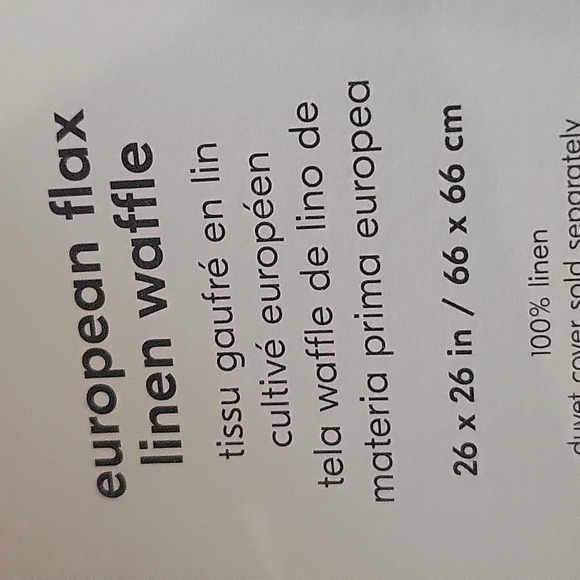 West Elm European Flax Linen Mini Waffle Euro Sham - Picture 3 of 5